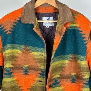 VNTG Oversized BlueDuck MadeUSA Aztec Southwest Wool Insulated Coat Jacket SzM L